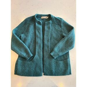 Peruvian link 100% alpaca emerald green open front cardigan one size